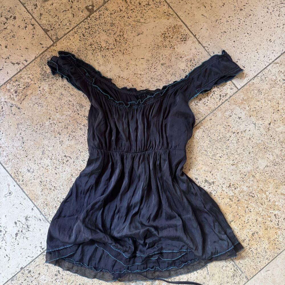 Elie tahari silk tie back blouse